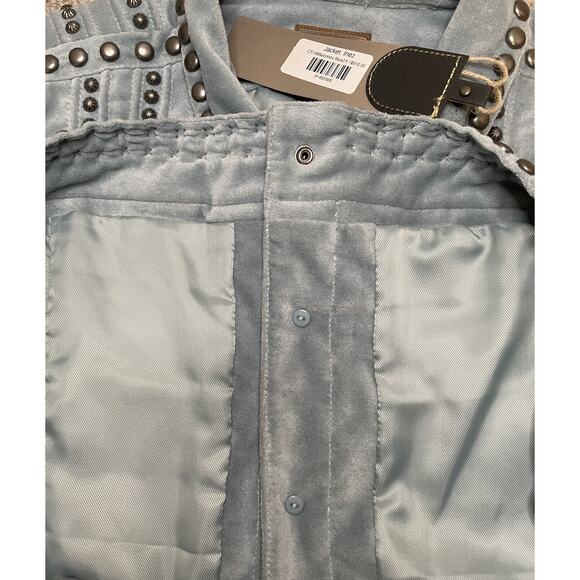 Double D Ranch Balcones Blue Velvet Inez Jacket NWT 2X Conchos Studs Pockets - Picture 16 of 16